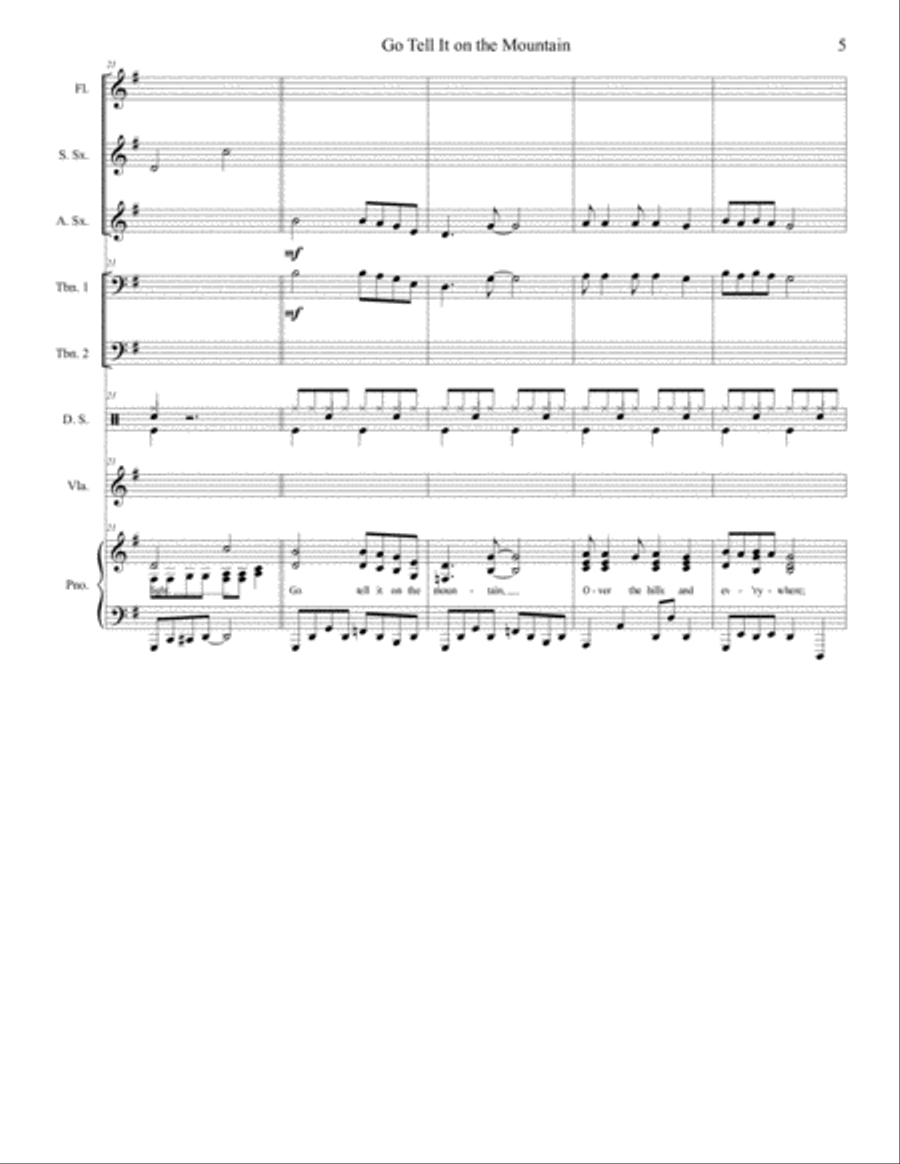 Go Tell It on the Mountain Congregational Hymn Setting SA scores gallery preview page 6