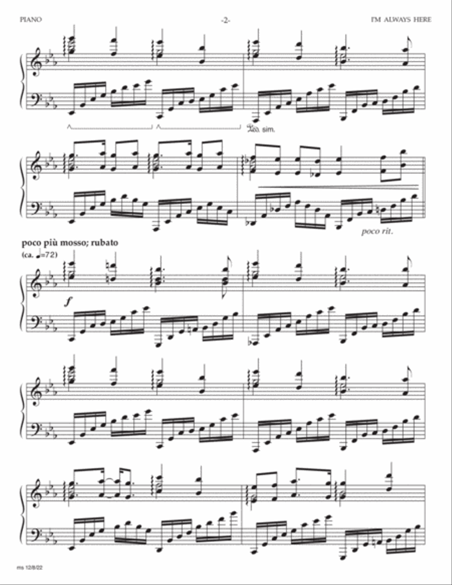 I'm Always Here Piano scores gallery preview page 2