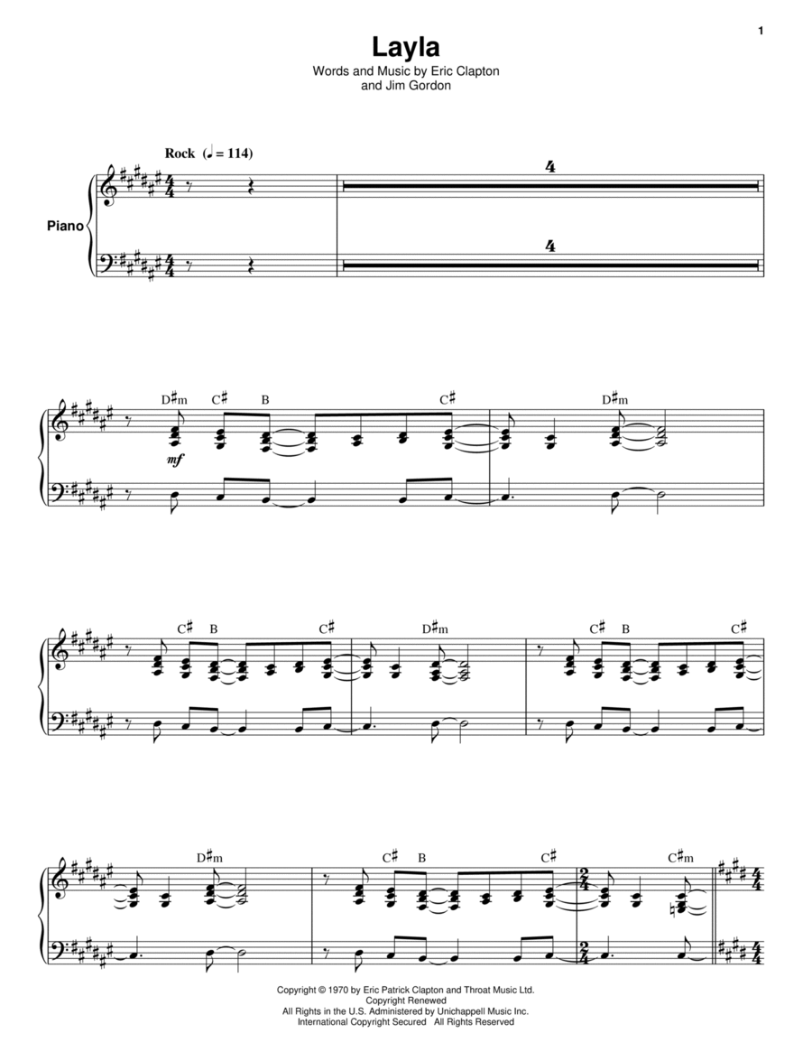 Layla Layla Piano scores gallery preview page 1