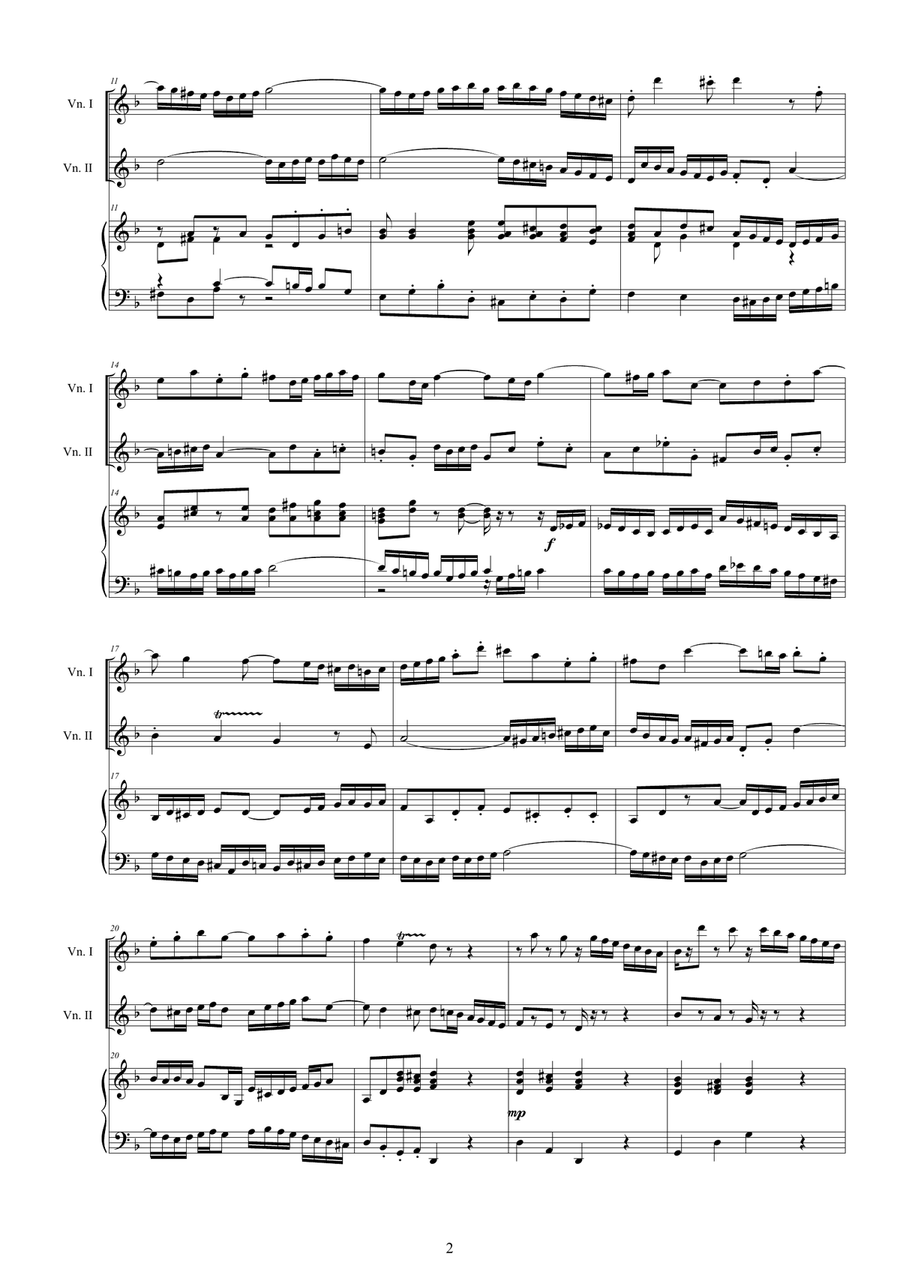 Bach - Double Concerto in D minor BWV1043 for Two Violins and Cembalo or Piano Violin scores gallery preview page 2