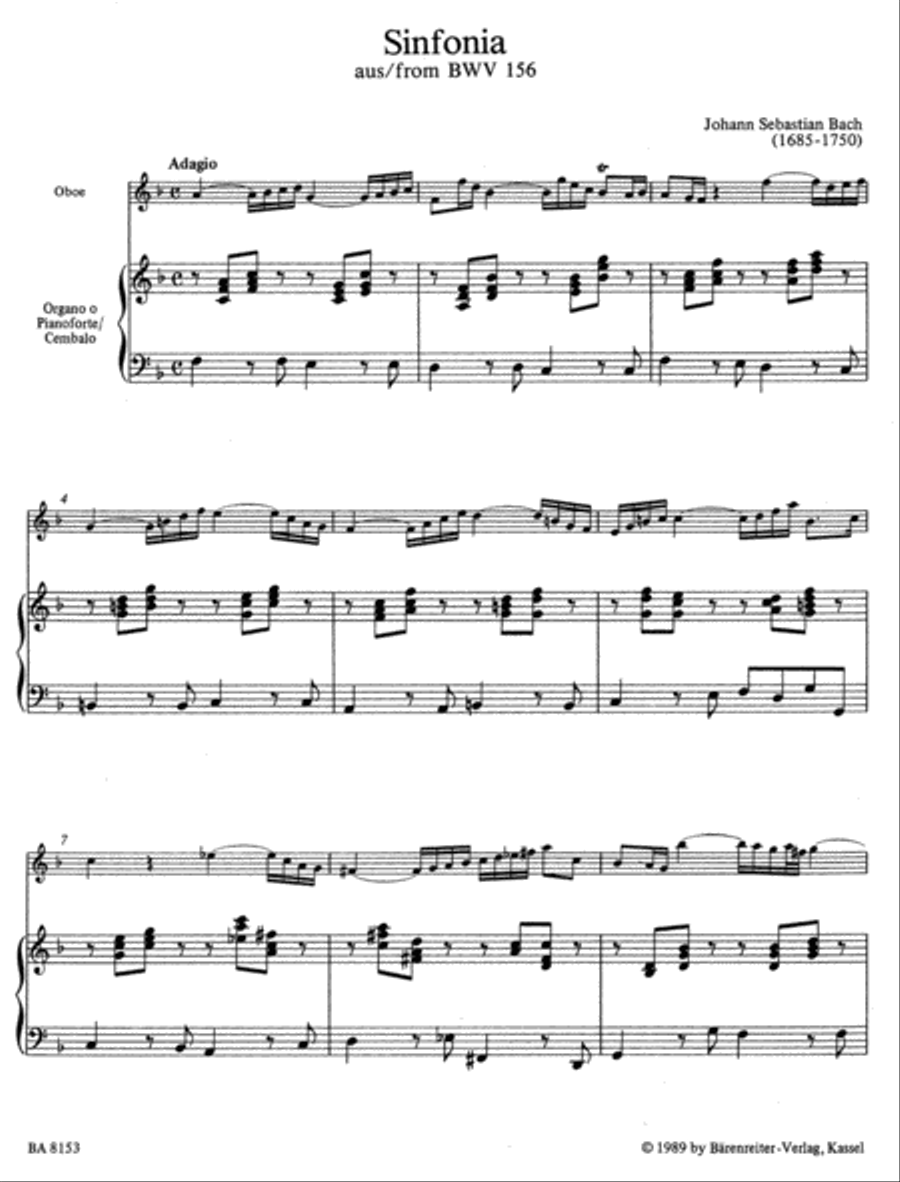 The Most Beautiful Oboe Solos From The Church Cantatas, BWV 12, 21, 76, 156, 249 Harpsichord scores gallery preview page 2