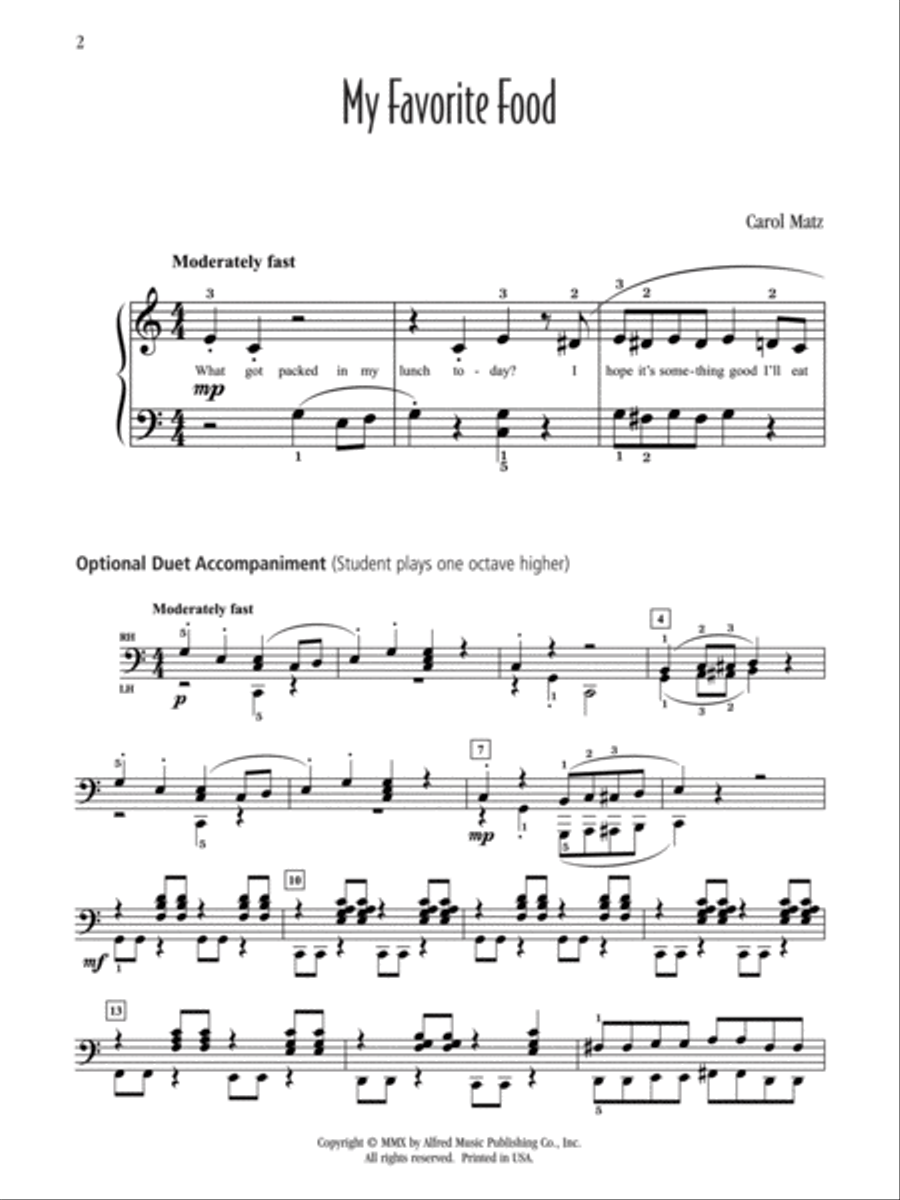My Favorite Food Easy Piano scores gallery preview page 2