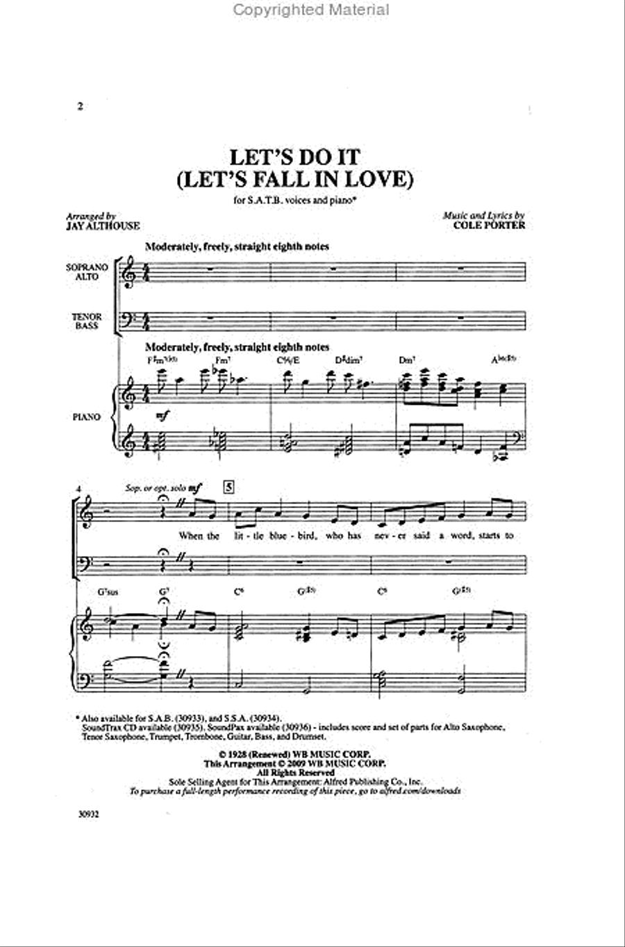 Let's Do It (Let's Fall in Love) 4-Part scores gallery preview page 13