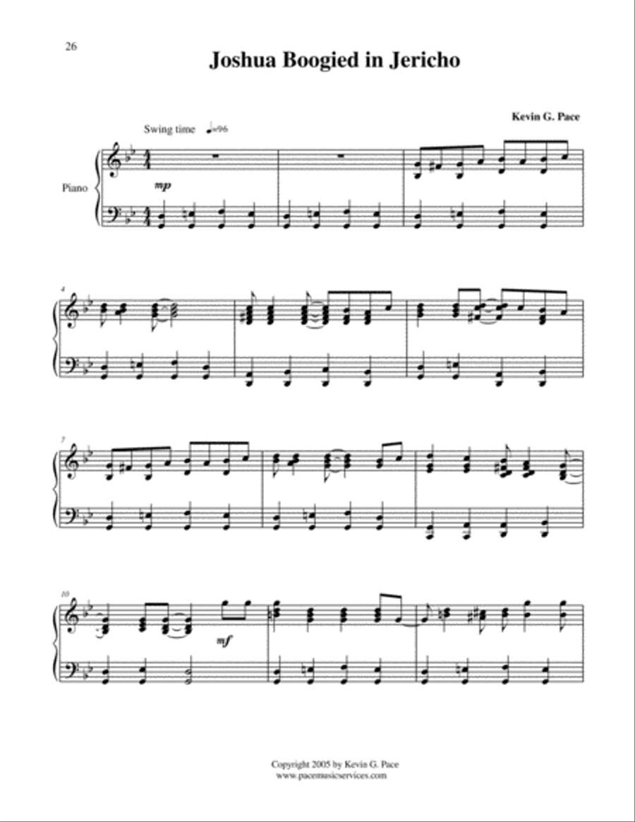 Joshua Boogied in Jericho - piano solo Piano Solo scores gallery preview page 2