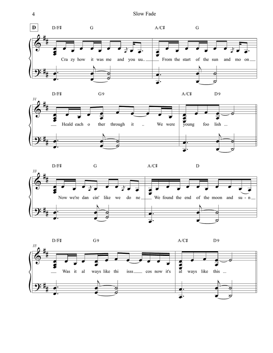 Slow Fade Piano Solo scores gallery preview page 4