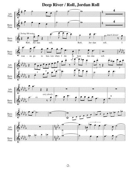 Deep River with Roll Jordan Roll (Arrangements Level 2-5 for FLUTE + Written Acc) Hymn image number null