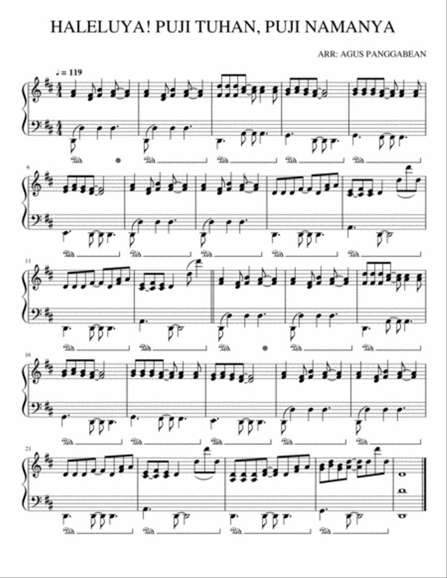 GB 2. HALELUYA! PUJI TUHAN PUJI NAMANYA. Piano Solo scores gallery preview page 1
