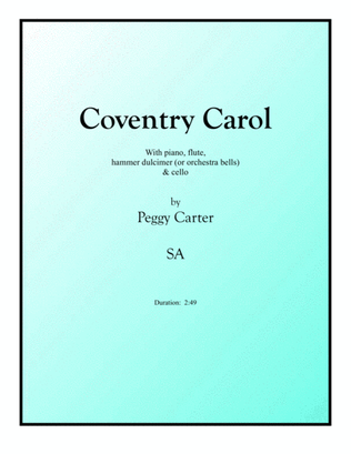 Coventry Carol SA w piano, flute, cello & hammer dulcimer