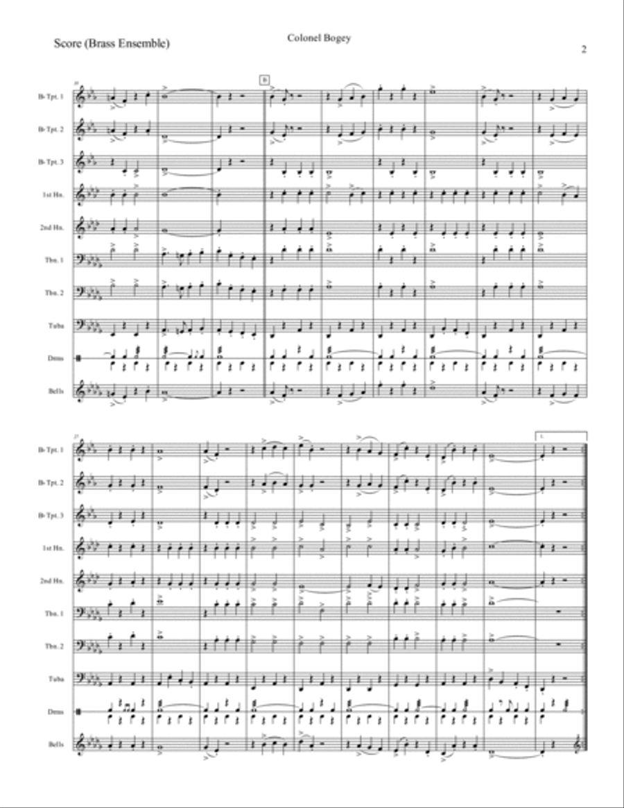 Colonel Bogey March Brass Ensemble scores gallery preview page 3