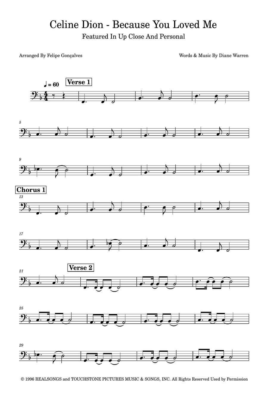 Because You Loved Me Acoustic Guitar scores gallery preview page 1