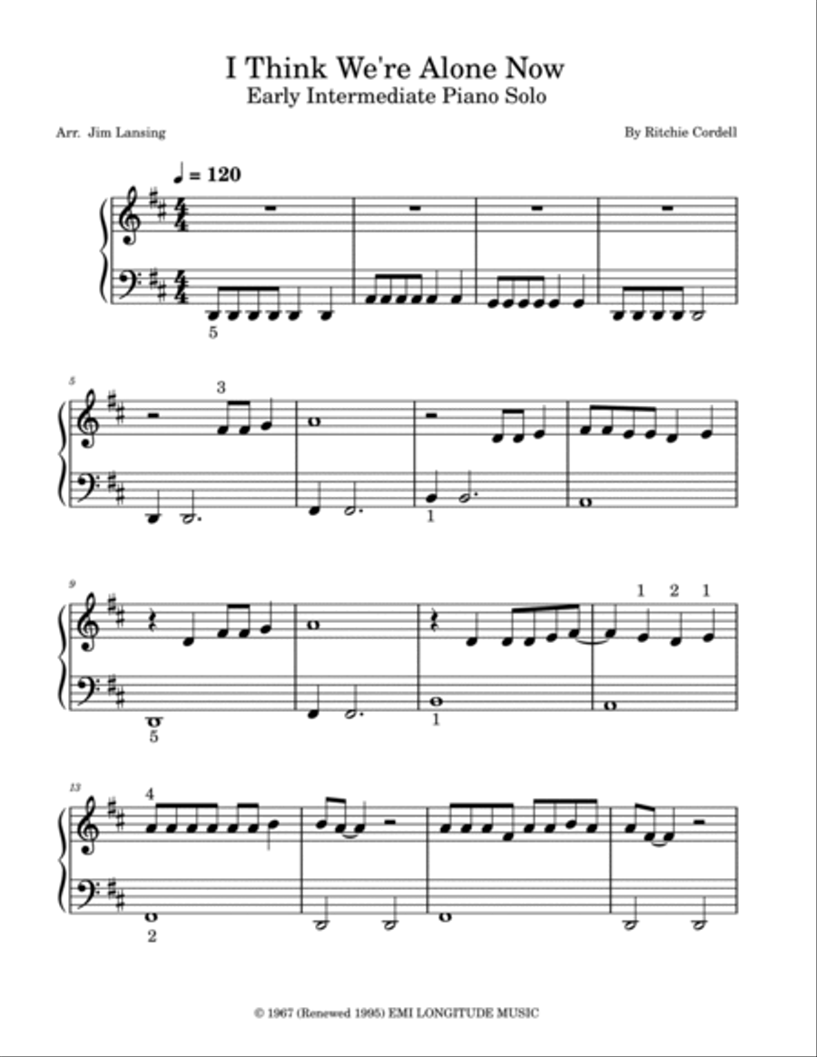 I Think We're Alone Now Piano Method scores gallery preview page 2