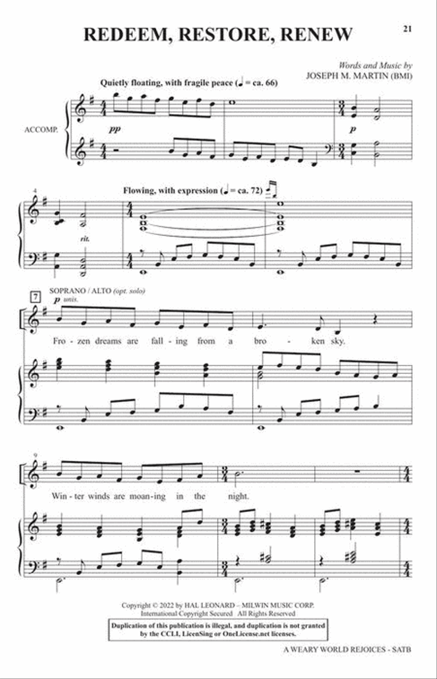 A Weary World Rejoices 4-Part scores gallery preview page 5