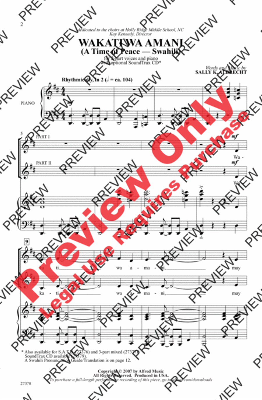 Wakati wa Amani 2-Part scores gallery preview page 2