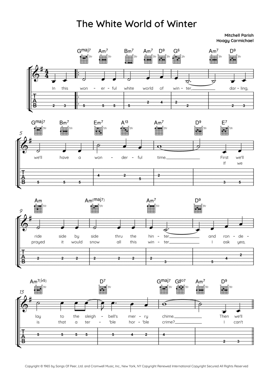 The White World Of Winter Electric Guitar scores gallery preview page 1