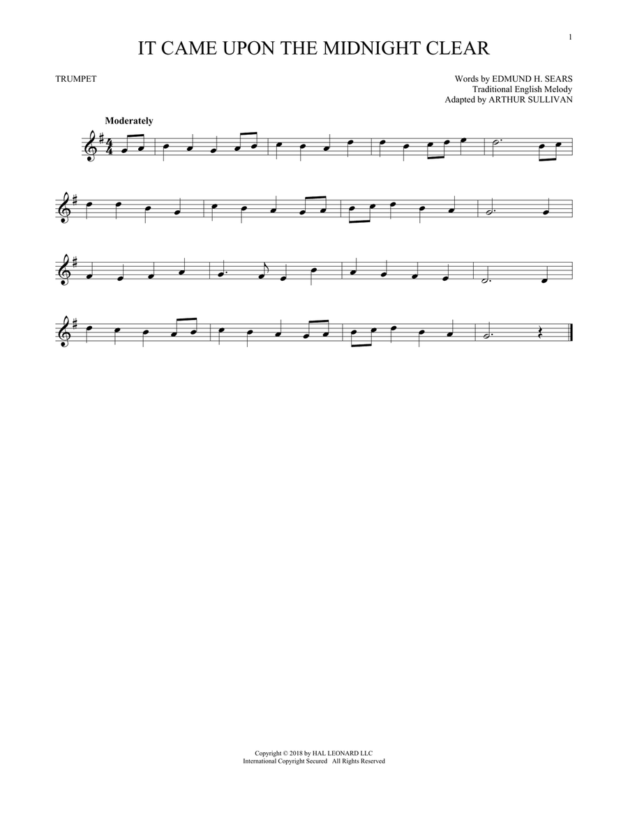 It Came Upon The Midnight Clear Trumpet Solo scores gallery preview page 1