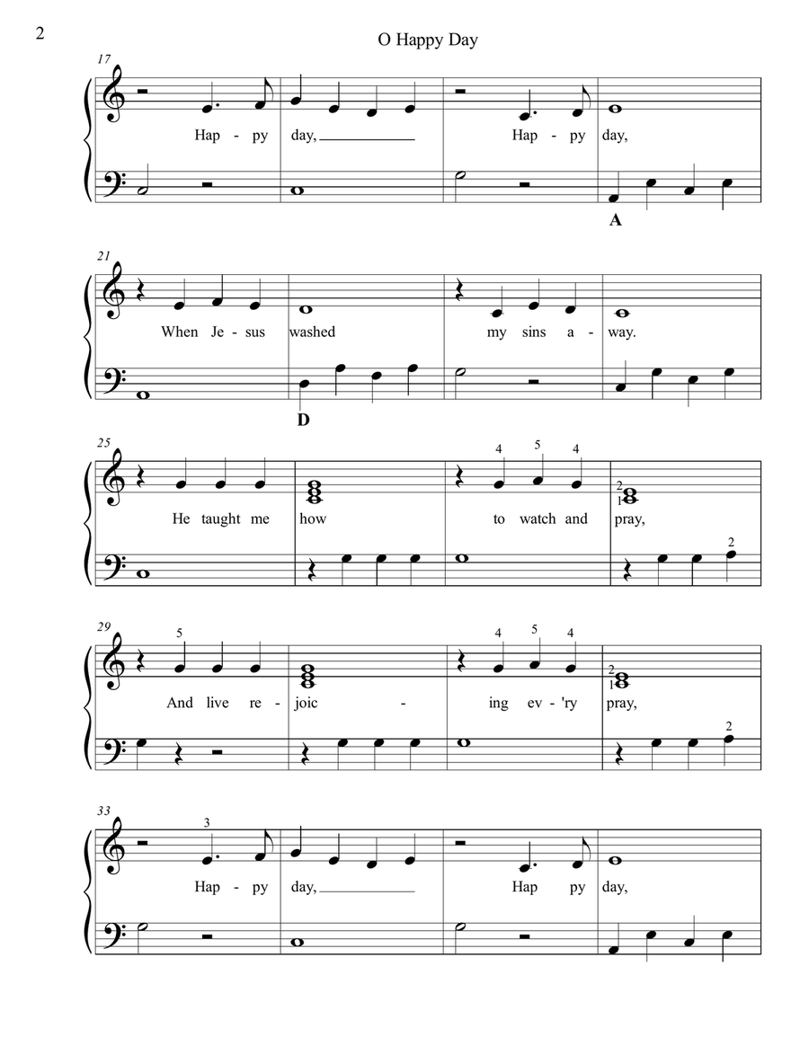 O Happy Day O Happy Day Easy Piano scores gallery preview page 2