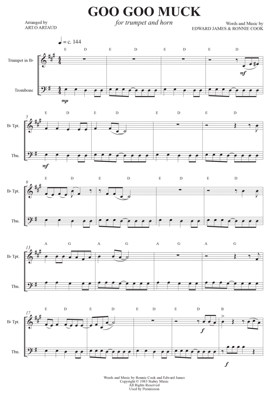 Goo Goo Muck Easy Piano scores gallery preview page 1