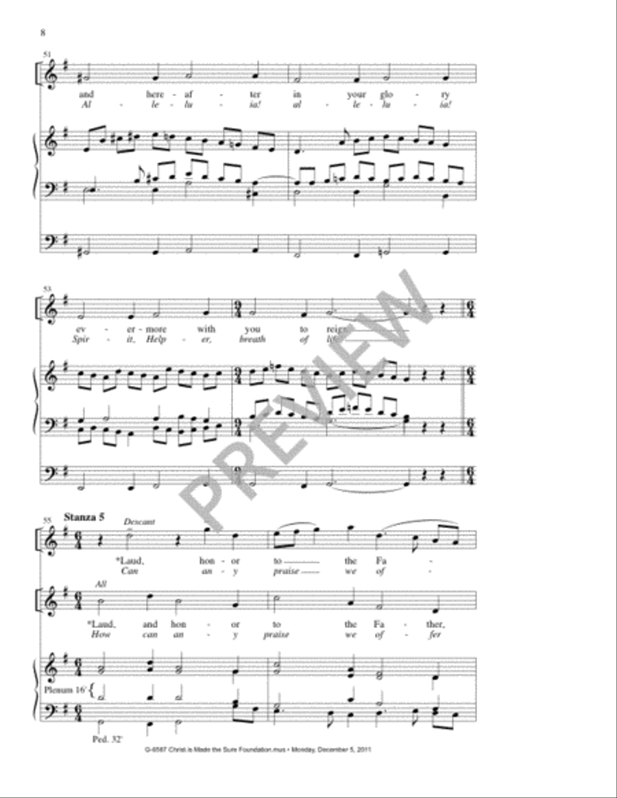 Christ Is Made the Sure Foundation / Voices Raised to You We Offer 4-Part scores gallery preview page 8