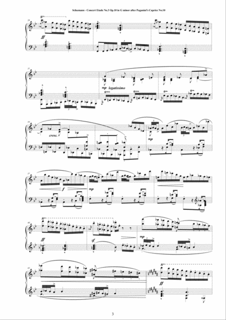 Schumann - Concert Etude No.3 in G minor Op.10 for Piano after Paganini's Caprices Piano Method scores gallery preview page 3