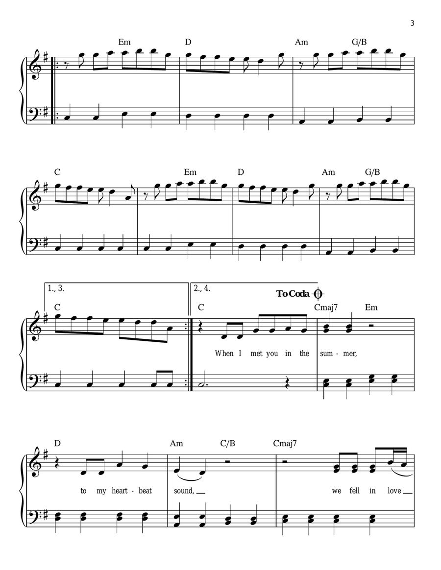 Summer Summer Easy Piano scores gallery preview page 3