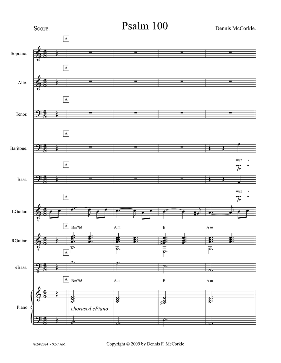 Psalm 100 - Score Only Small Ensemble scores gallery preview page 1