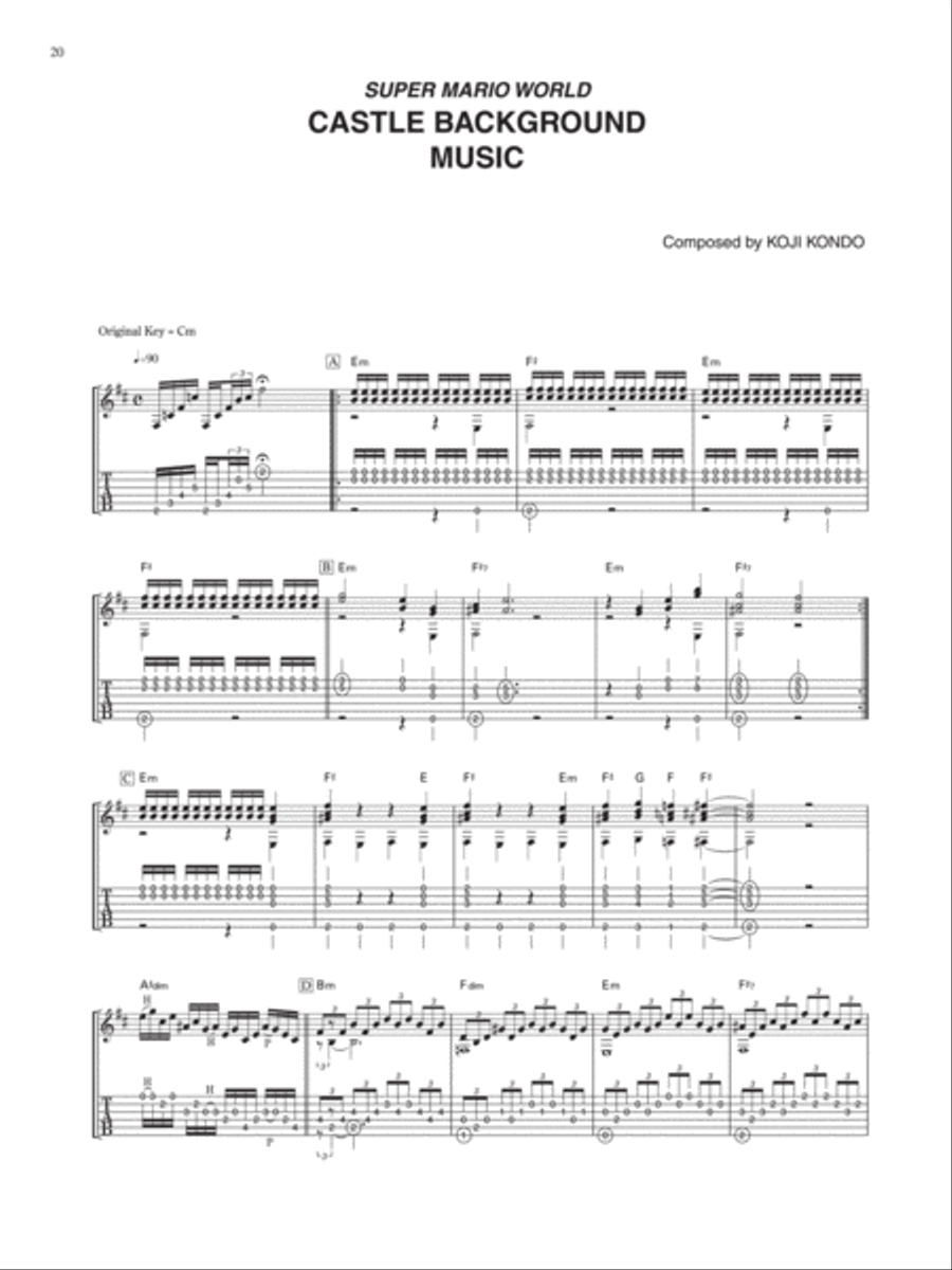 Super Mario World Castle Background Music Electric Guitar scores gallery preview page 1
