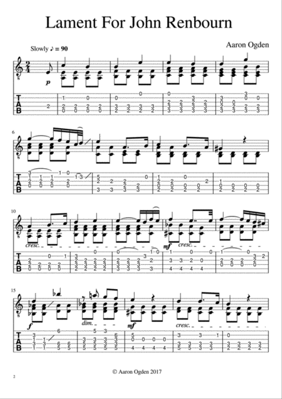 Lament For John Renbourn Classical Guitar scores gallery preview page 2