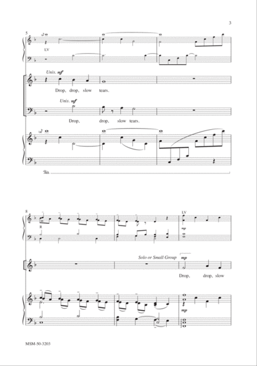 Drop, Drop, Slow Tears 4-Part scores gallery preview page 3