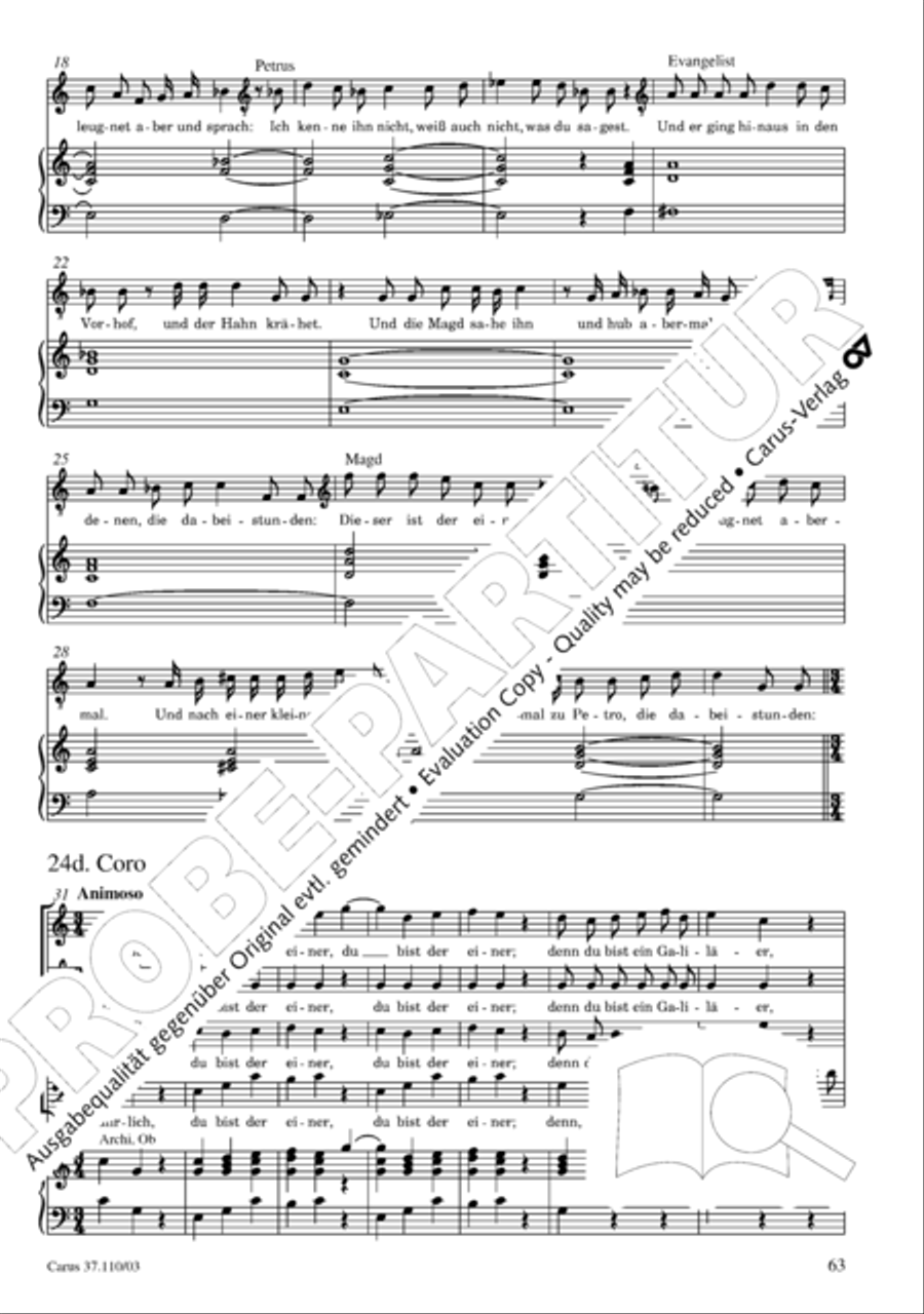 Markuspassion. Werkausgabe Reihe 1, Bd. 7 (Homilius) 4-Part scores gallery preview page 70