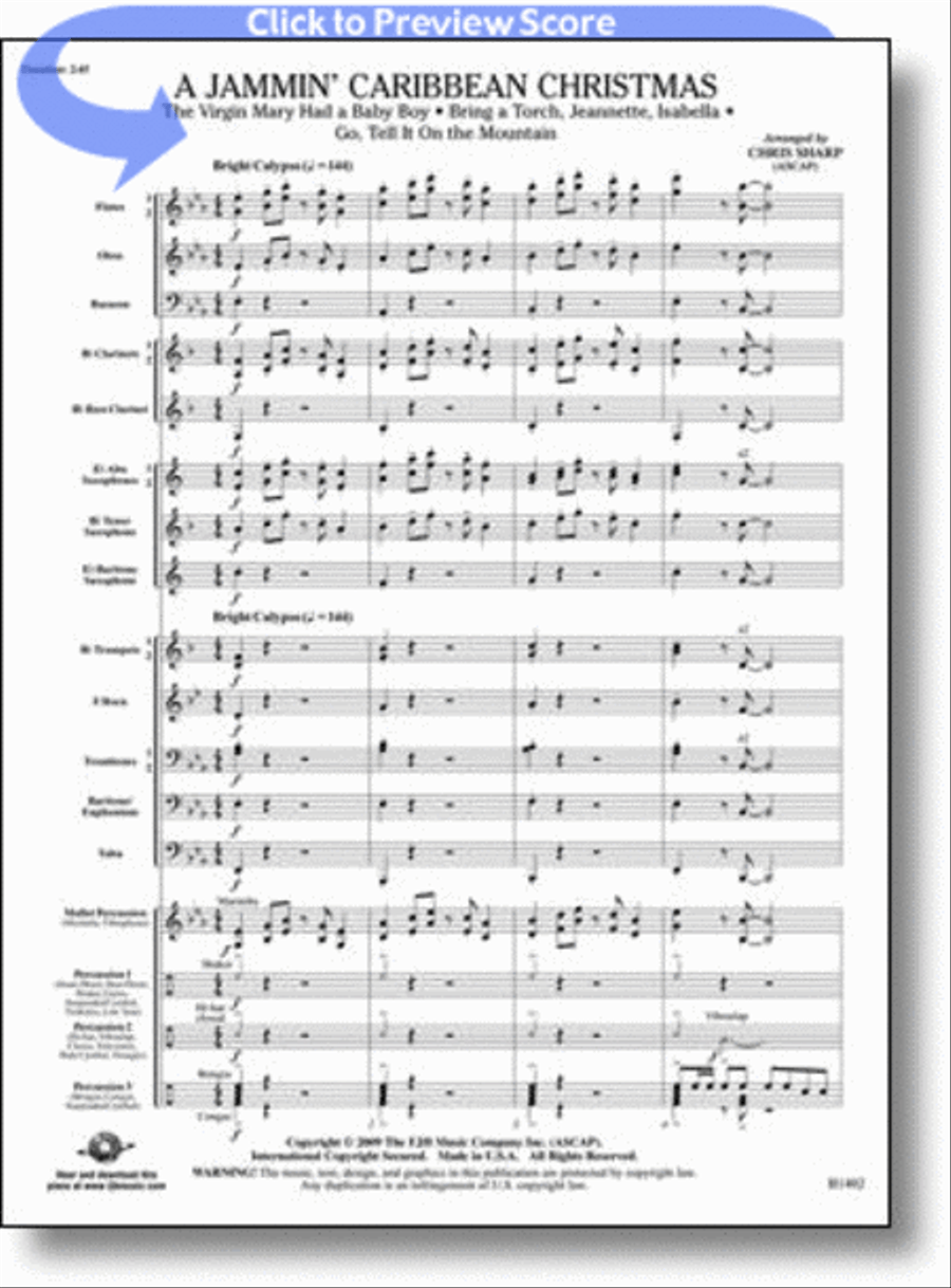 A Jammin' Caribbean Christmas Concert Band scores gallery preview page 1
