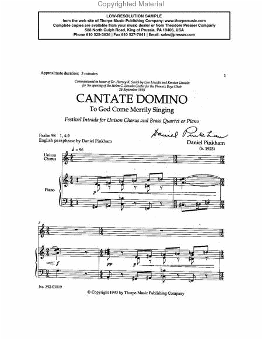 Cantate Domino Unison Choir scores gallery preview page 2