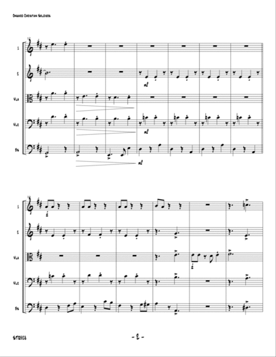 ONWARD CHRISTIAN SOLDIERS - STRING QUINTET (unaccompanied) - Swing style! A Cappella scores gallery preview page 2
