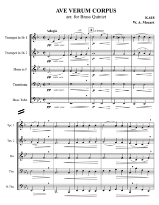 W. A. Mozart - Ave Verum Corpus, arr. for Brass quintet