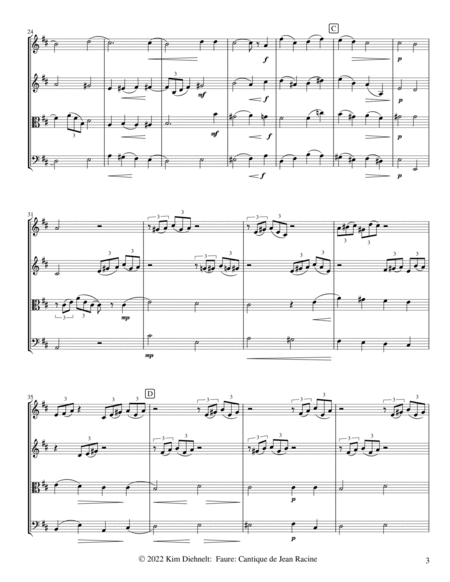 Faure: Cantique de Jean Racine (Arr. Diehnelt, for String Quartet) image number null