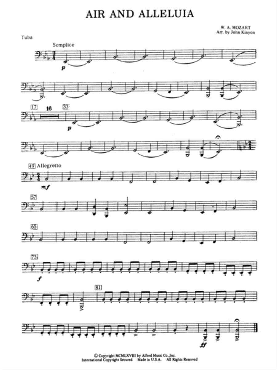 Air and Alleluia: Tuba Concert Band scores gallery preview page 1