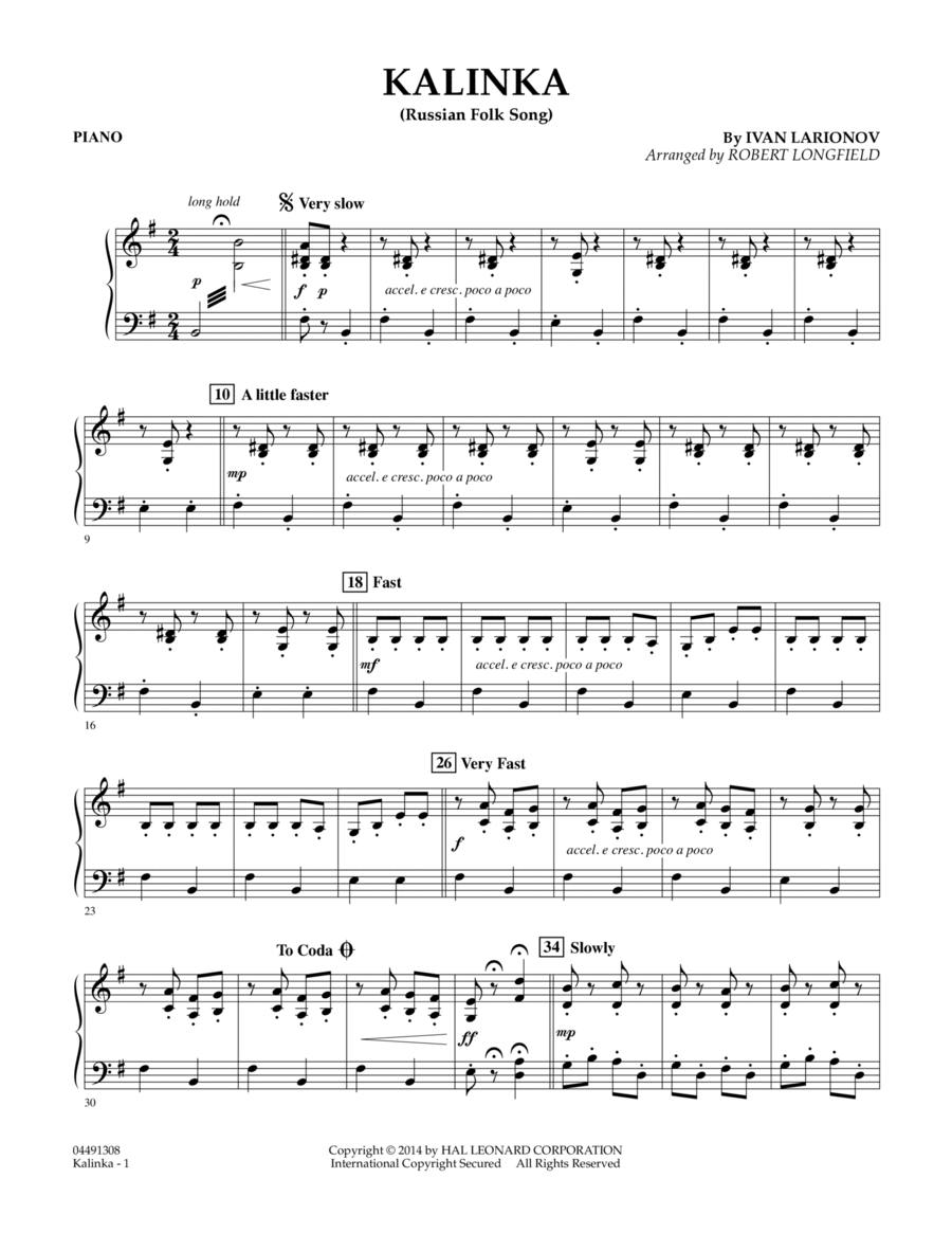 Kalinka - Piano Orchestra scores gallery preview page 1