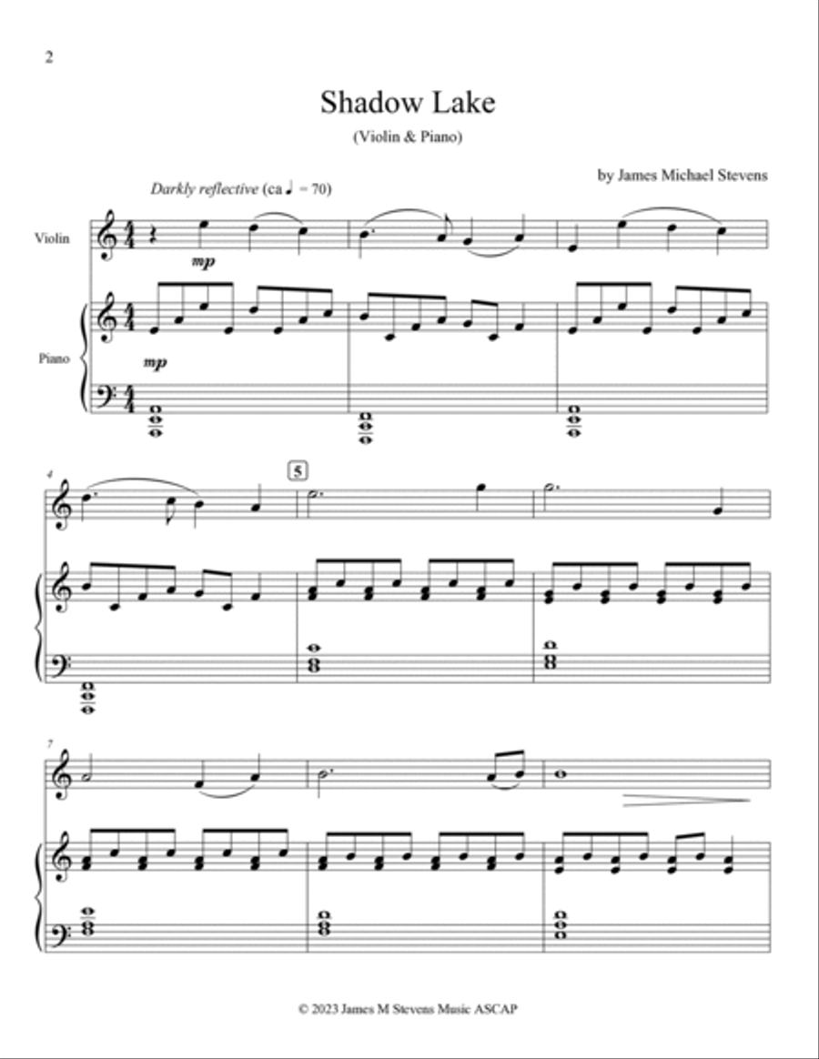 Shadow Lake - Violin & Piano Violin Solo scores gallery preview page 2