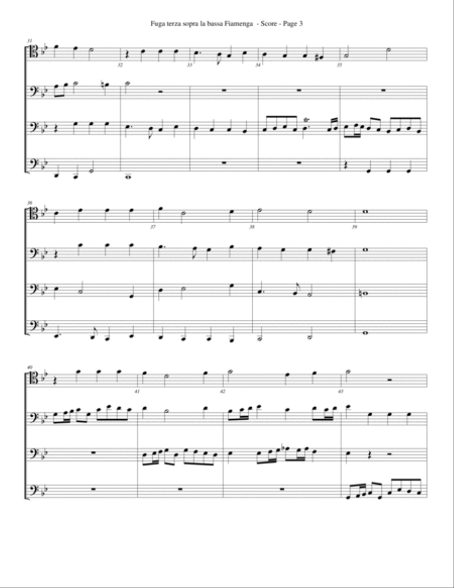 Fuga terza sopra la bassa Fiamenga for Trombone or Low Brass Quartet Small Ensemble scores gallery preview page 3