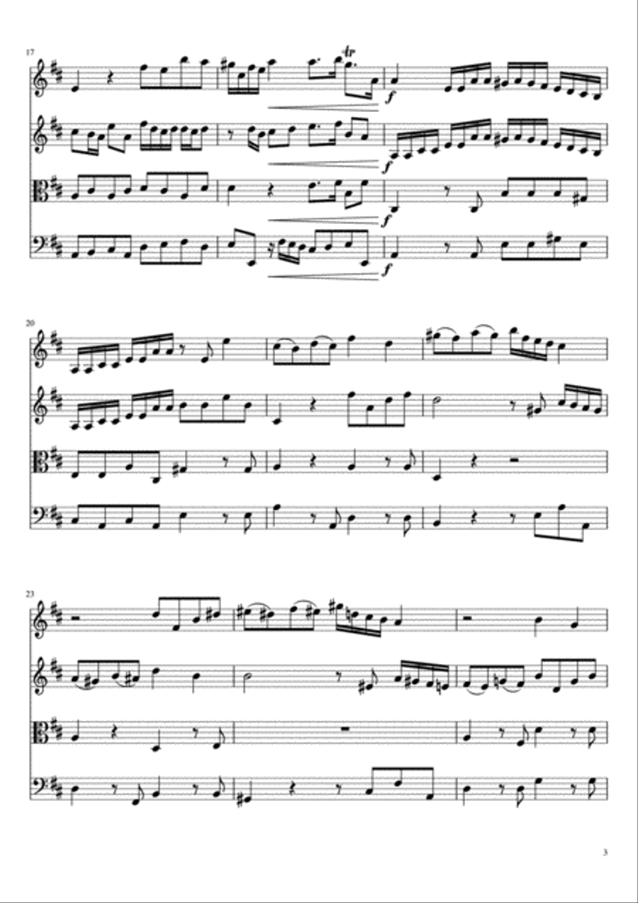Brandenburg Concerto No. 5, Movement 1 String Quartet scores gallery preview page 4