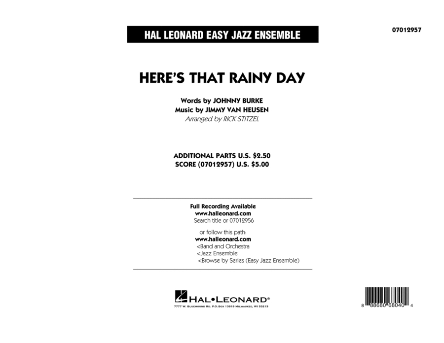 Here's That Rainy Day - Conductor Score (Full Score) Jazz Ensemble scores gallery preview page 1