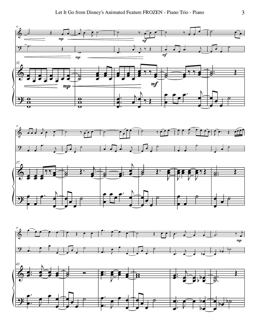 Let It Go (from Frozen) Piano Trio scores gallery preview page 3