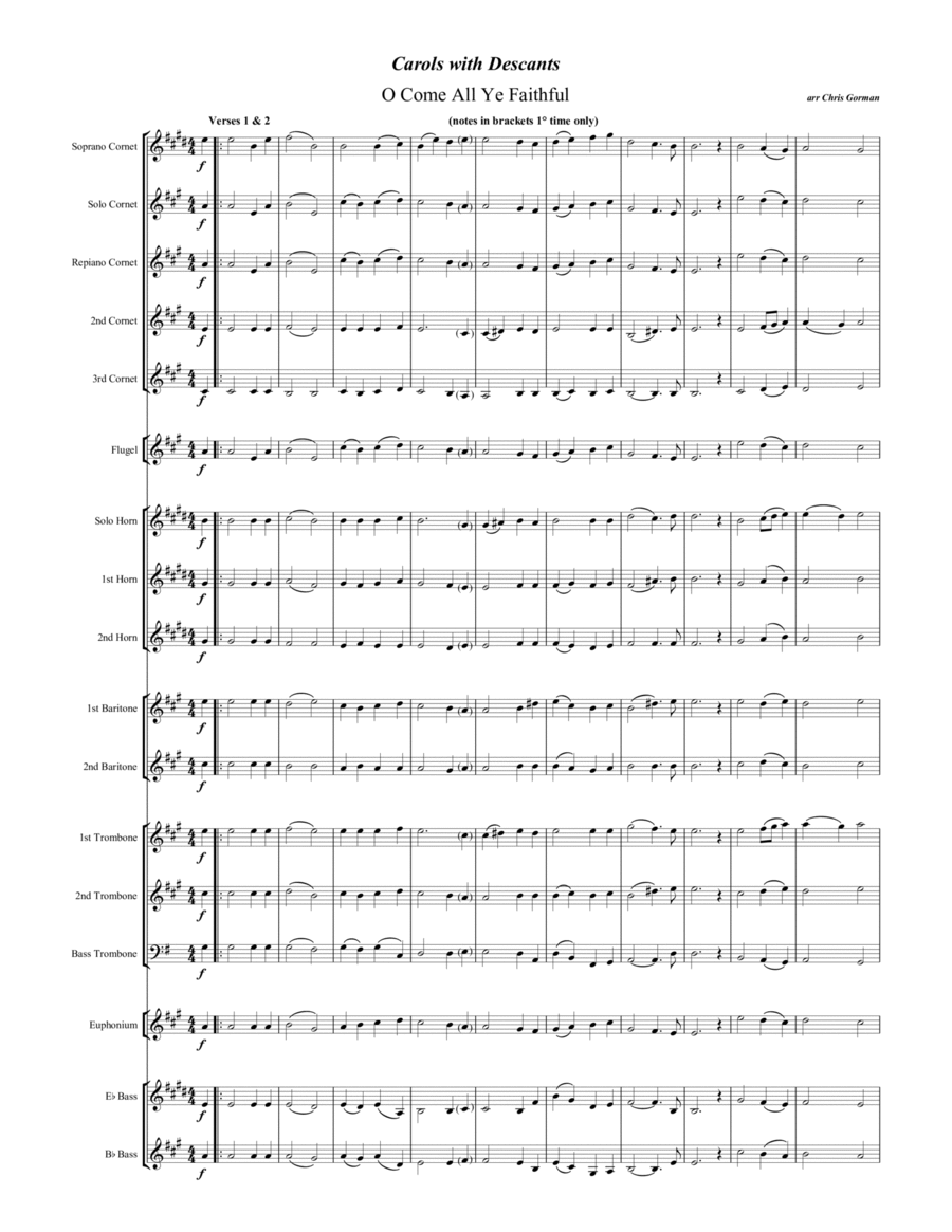Christmas Carols with Descants Brass Band scores gallery preview page 1