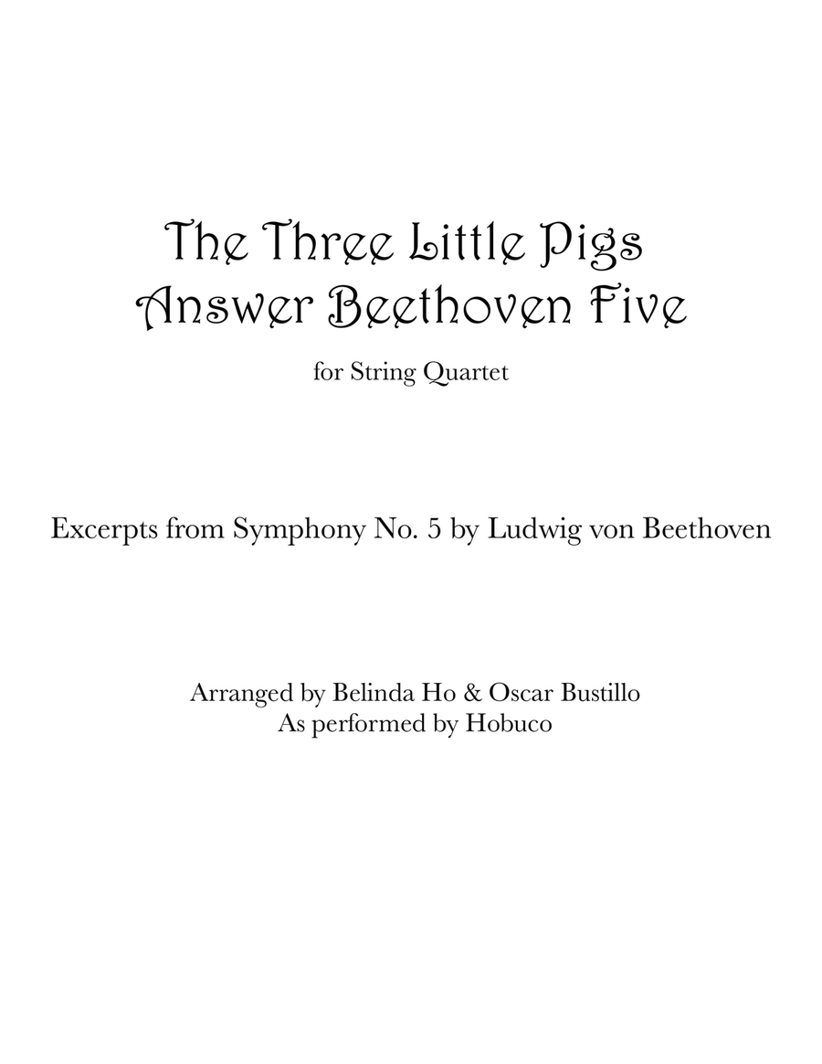 The Three Little Pigs Answer Beethoven Five for String Quartet String Quartet scores gallery preview page 1