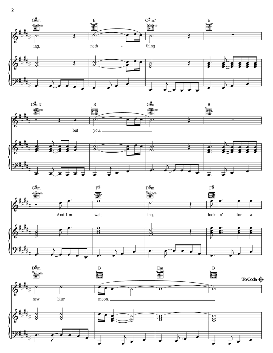 New Blue Moon Piano, Vocal, Guitar scores gallery preview page 2