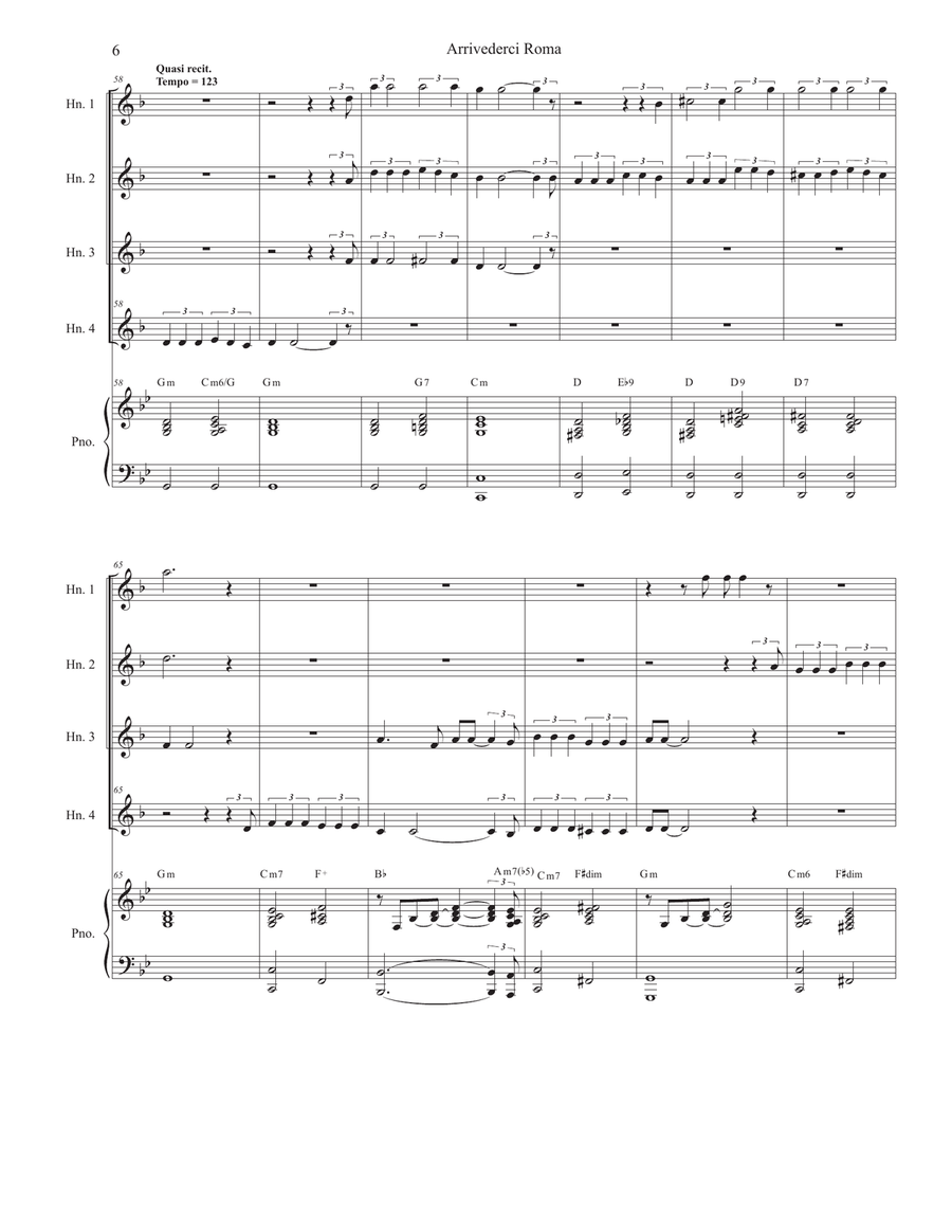 Arrivederci Roma (goodbye To Rome) Brass Quartet scores gallery preview page 6