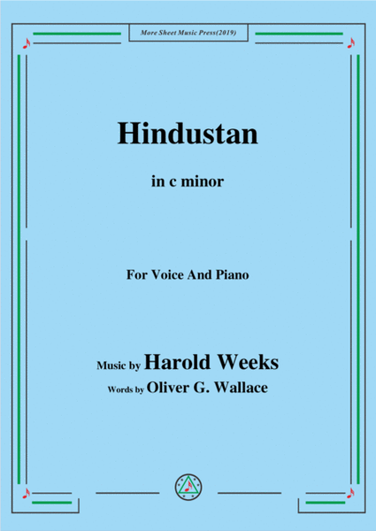 Harold Weeks-Hindustan,in c minor,for Voice and Piano image number null