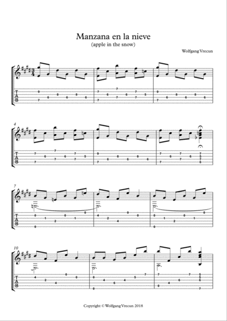 Manzana en la nieve (apple in the snow) Electric Guitar scores gallery preview page 2