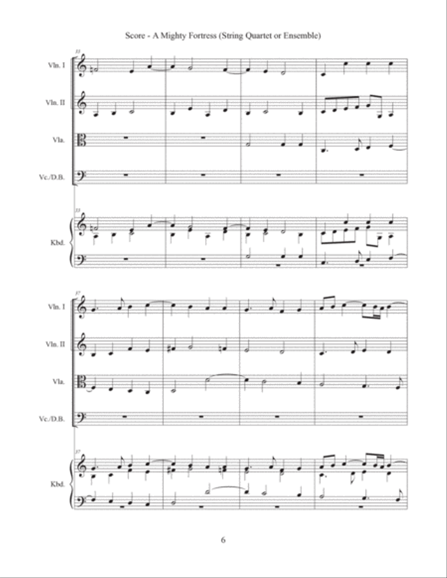 A Mighty Fortress (String Quartet or String Ensemble) String Quartet scores gallery preview page 6