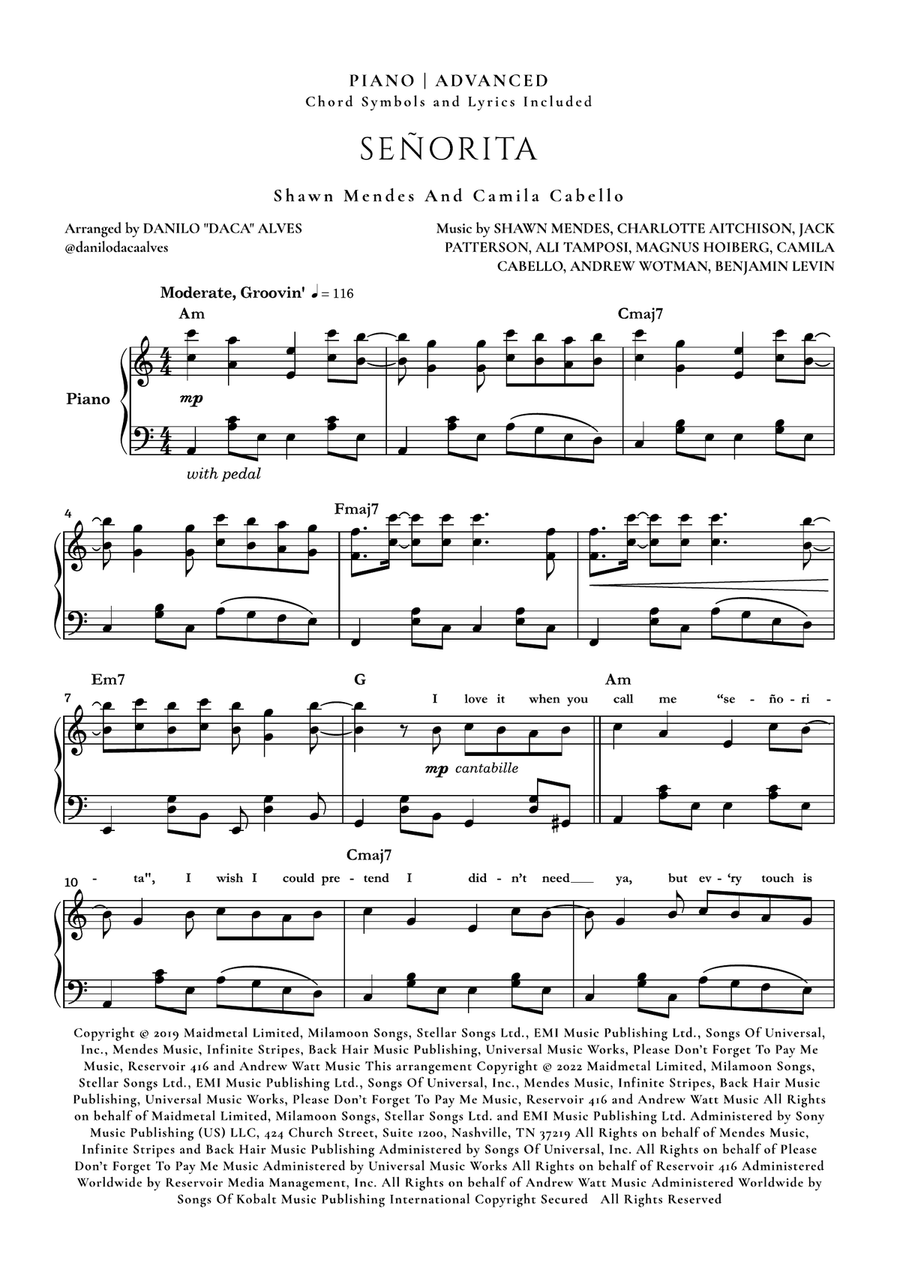 Señorita Piano Solo scores gallery preview page 1