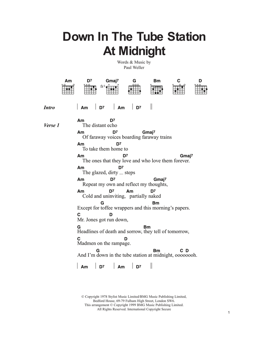 Down In The Tube Station At Midnight Electric Guitar scores gallery preview page 1